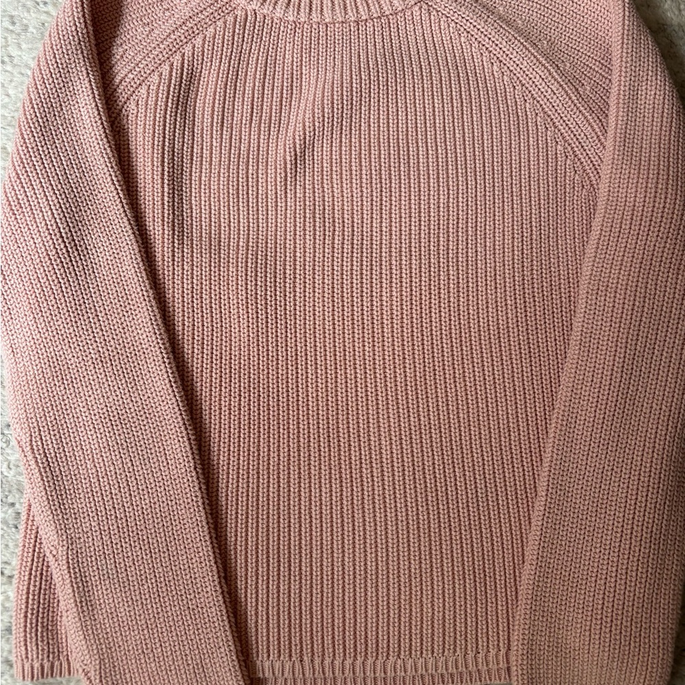 Jenni Kayne Pink Crew Neck Sweater Ribbed Knit